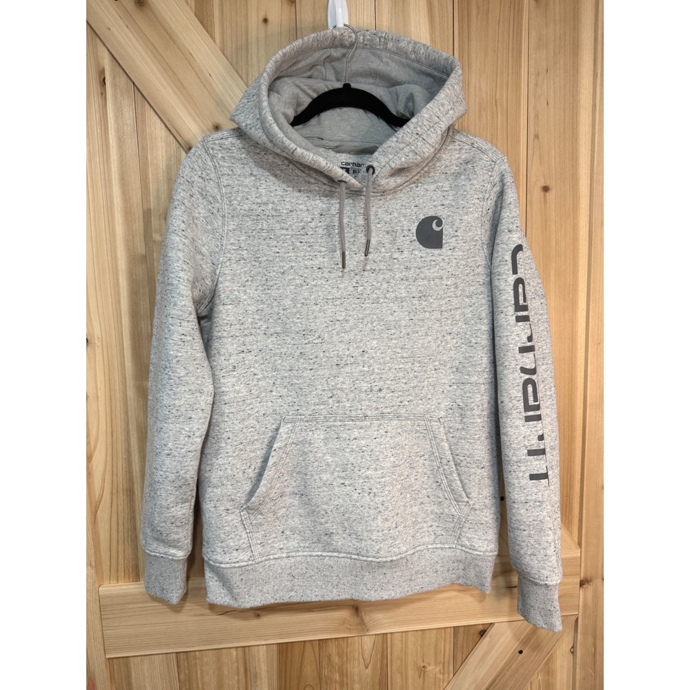Carhartt Women's Relaxed Fit Logo Sleeve Hoodie Gray Size M 8/10 LNWT